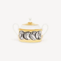 Tea And Coffee Sets<Fornasetti Sugar Bowl Cammei White/Black/Gold