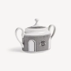 Tea And Coffee Sets<Fornasetti Sugar Bowl Facciata Quattrocentesca White/Black