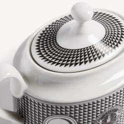 Tea And Coffee Sets<Fornasetti Sugar Bowl Facciata Quattrocentesca White/Black