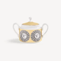 Tea And Coffee Sets<Fornasetti Sugar Bowl Sole White/Black/Gold