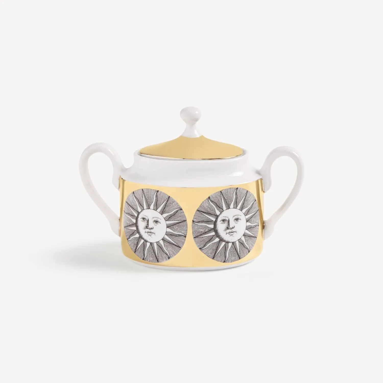Tea And Coffee Sets<Fornasetti Sugar Bowl Sole White/Black/Gold