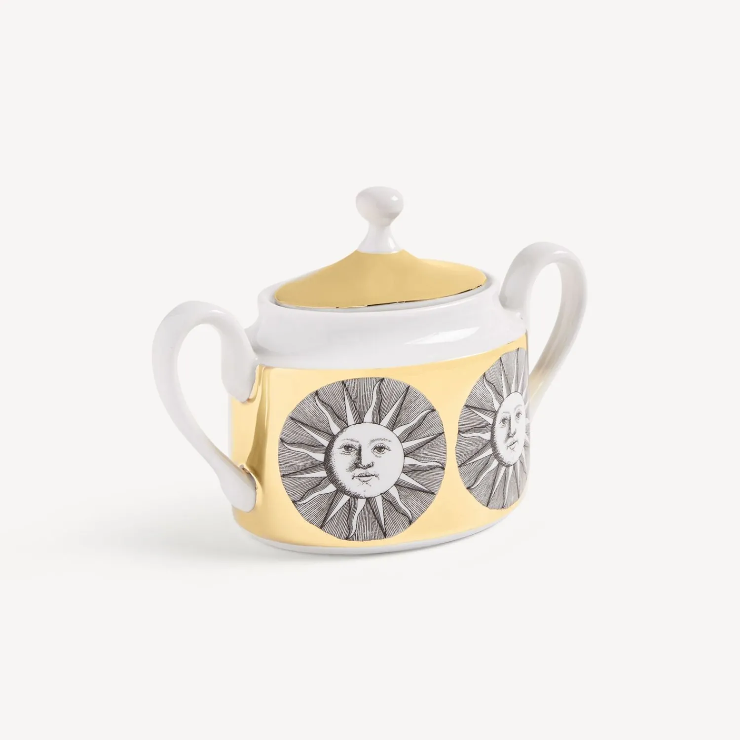 Tea And Coffee Sets<Fornasetti Sugar Bowl Sole White/Black/Gold