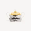 Tea And Coffee Sets<Fornasetti Sugar Bowl Tema E Variazioni White/Black/Gold