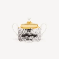 Tea And Coffee Sets<Fornasetti Sugar Bowl Tema E Variazioni White/Black/Gold