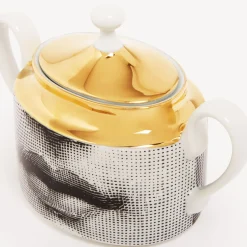 Tea And Coffee Sets<Fornasetti Sugar Bowl Tema E Variazioni White/Black/Gold