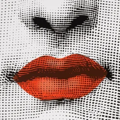 Tables<Fornasetti Table Top Bocca White/Black/Red
