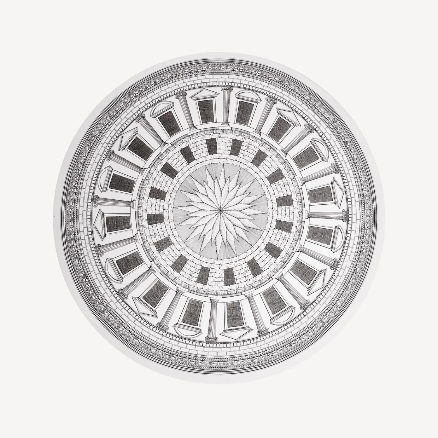 Tables<Fornasetti Table Top Cortile White/Black