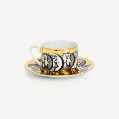 Tea And Coffee Sets<Fornasetti Tea Cup Cammei White/Black/Gold