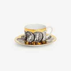 Tea And Coffee Sets<Fornasetti Tea Cup Cammei White/Black/Gold