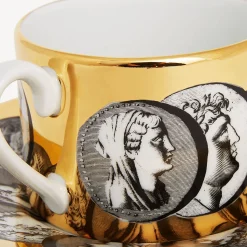 Tea And Coffee Sets<Fornasetti Tea Cup Cammei White/Black/Gold