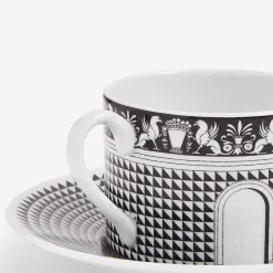 Tea And Coffee Sets<Fornasetti Tea Cup Facciata Quattrocentesca White/Black