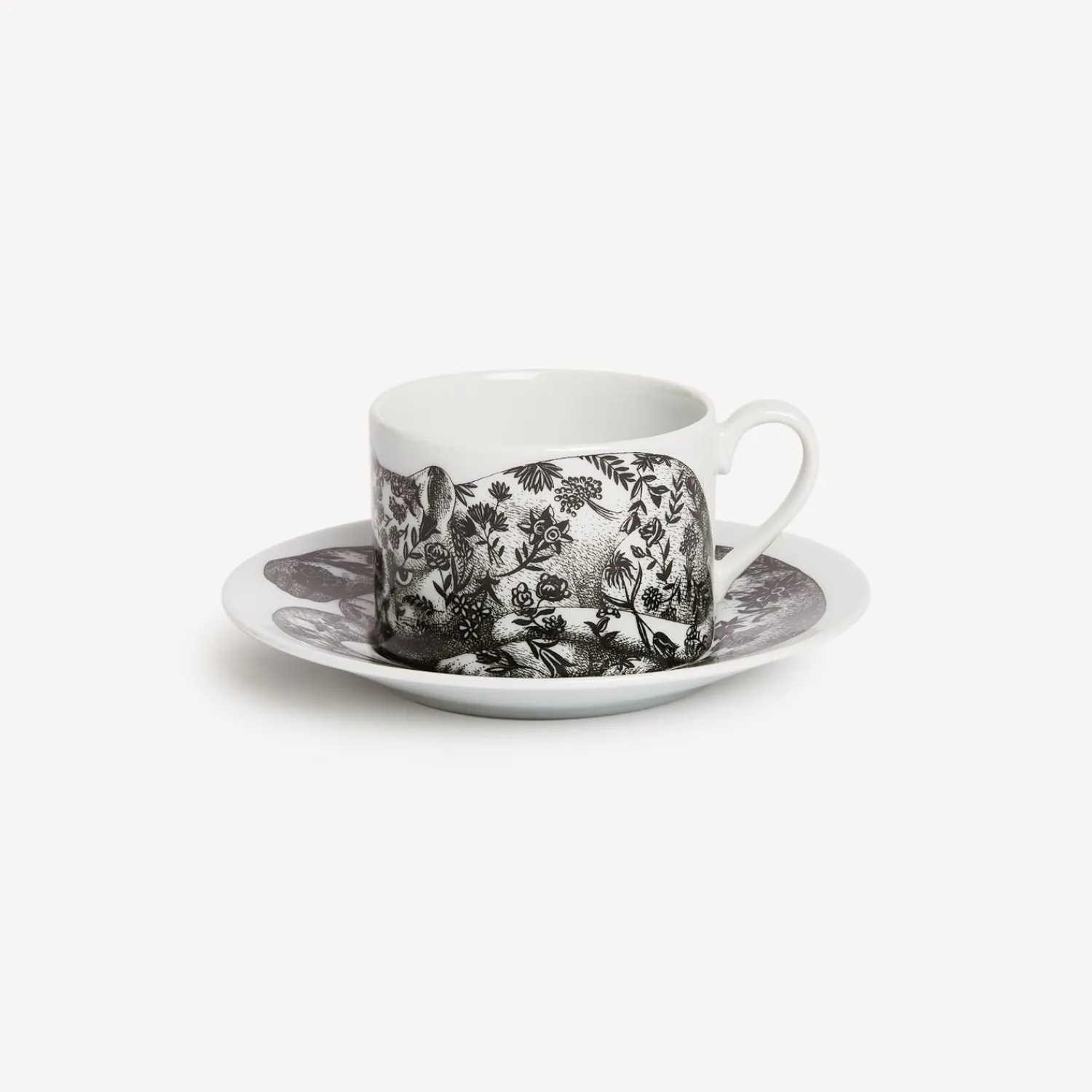 Tea And Coffee Sets<Fornasetti Tea Cup High Fidelity Fiorato White/Black