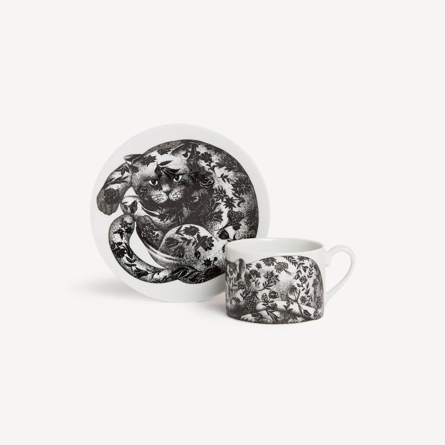 Tea And Coffee Sets<Fornasetti Tea Cup High Fidelity Fiorato White/Black