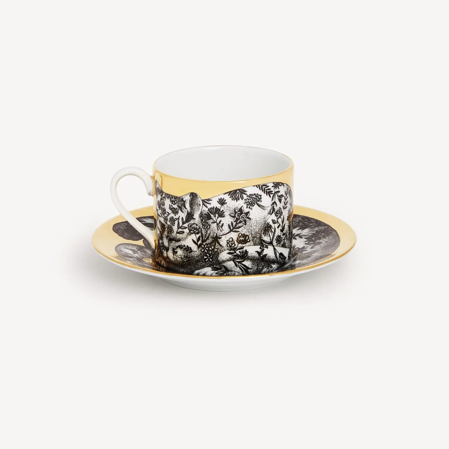Tea And Coffee Sets<Fornasetti Tea Cup High Fidelity Fiorato White/Black/Gold