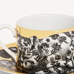 Tea And Coffee Sets<Fornasetti Tea Cup High Fidelity Fiorato White/Black/Gold