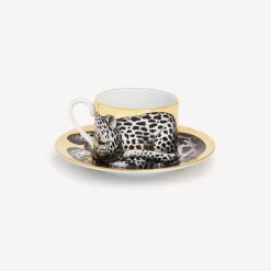 Tea And Coffee Sets<Fornasetti Tea Cup High Fidelity Leopardato White/Black/Gold