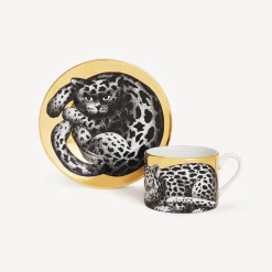 Tea And Coffee Sets<Fornasetti Tea Cup High Fidelity Leopardato White/Black/Gold