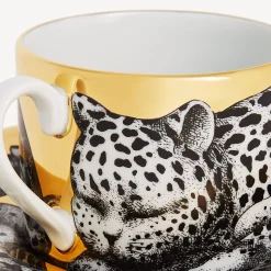 Tea And Coffee Sets<Fornasetti Tea Cup High Fidelity Leopardato White/Black/Gold