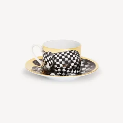 Tea And Coffee Sets<Fornasetti Tea Cup High Fidelity Quadrettato White/Black/Gold