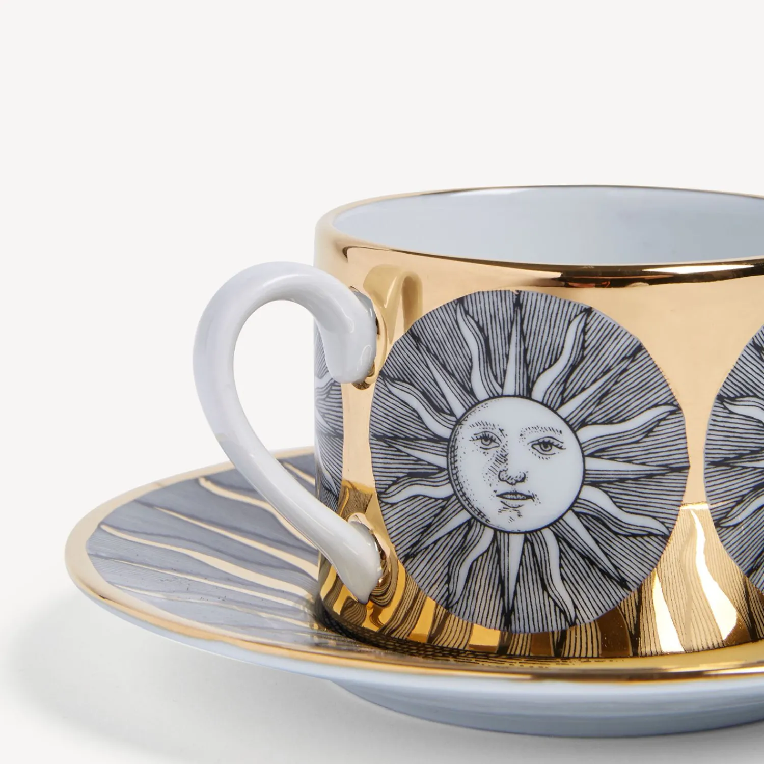 Tea And Coffee Sets<Fornasetti Tea Cup Sole White/Black/Gold