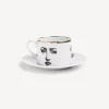 Tea And Coffee Sets<Fornasetti Tea Cup Tema E Variazioni Il Fumo Fa Male White/Black/Gold