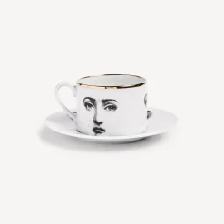 Tea And Coffee Sets<Fornasetti Tea Cup Tema E Variazioni Il Fumo Fa Male White/Black/Gold