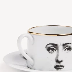 Tea And Coffee Sets<Fornasetti Tea Cup Tema E Variazioni Il Fumo Fa Male White/Black/Gold