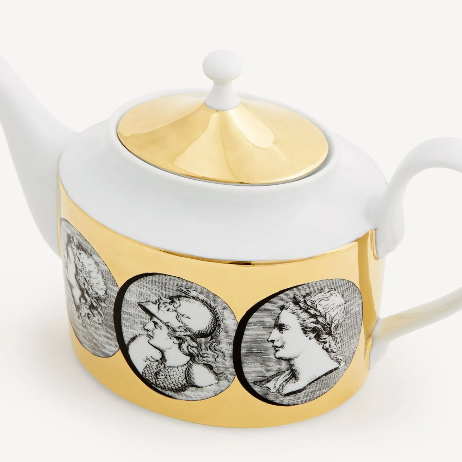 Tea And Coffee Sets<Fornasetti Teapot Cammei White/Black/Gold