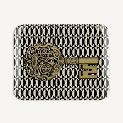 Decorative Trays And Pliants<Fornasetti Tray Chiavi And Losanghe White/Black/Gold