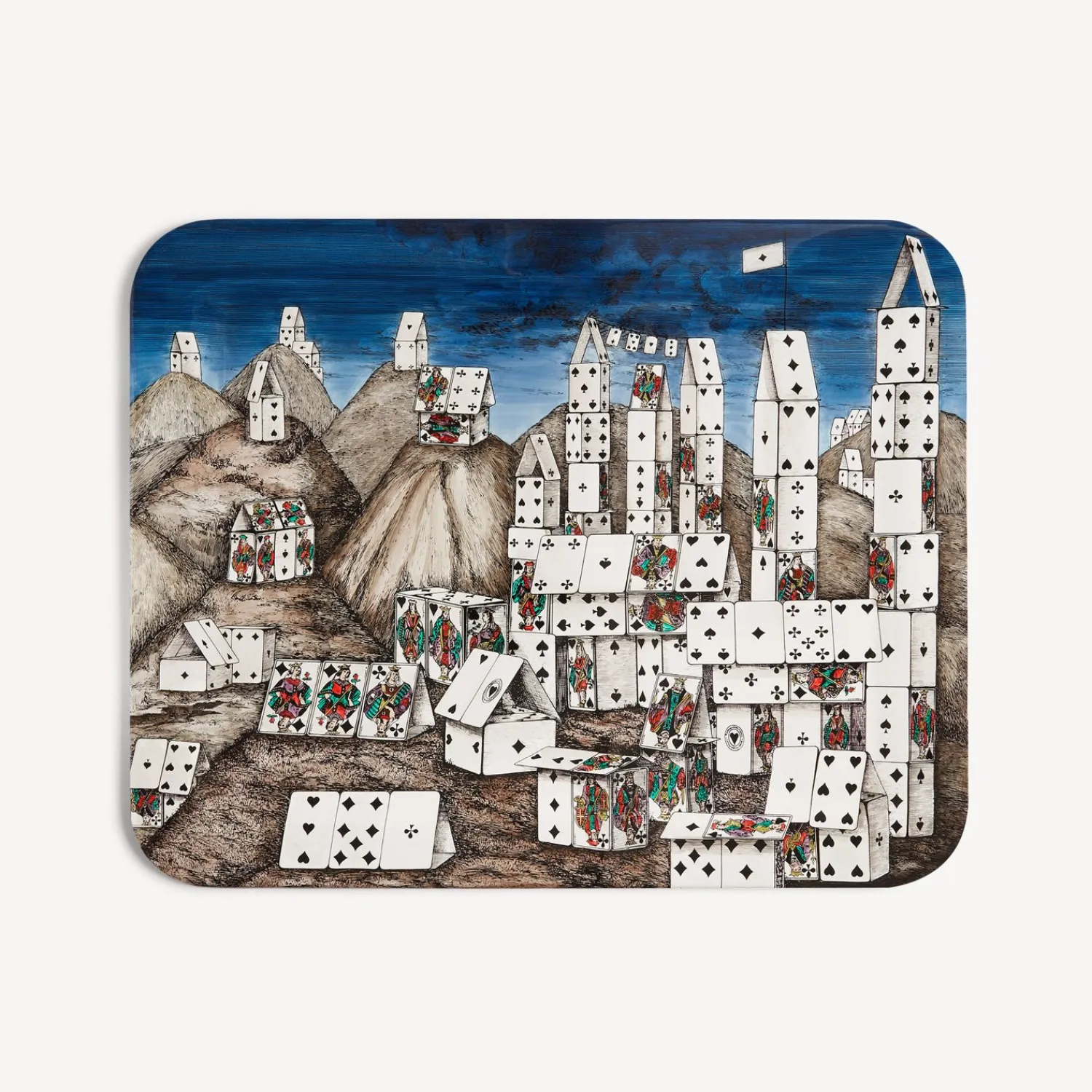 Decorative Trays And Pliants<Fornasetti Tray Citta Di Carte Multicolour