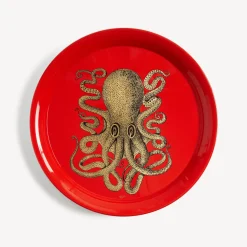 Decorative Trays And Pliants<Fornasetti Tray Polipo Gold Gold/Red