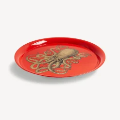 Decorative Trays And Pliants<Fornasetti Tray Polipo Gold Gold/Red