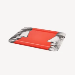 Decorative Trays And Pliants<Fornasetti Tray Profili White/Black/Red