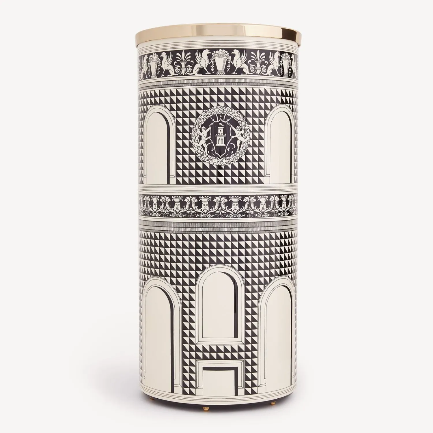 Umbrella Stands<Fornasetti Umbrella Stand Facciata Quattrocentesca Black/Ivory
