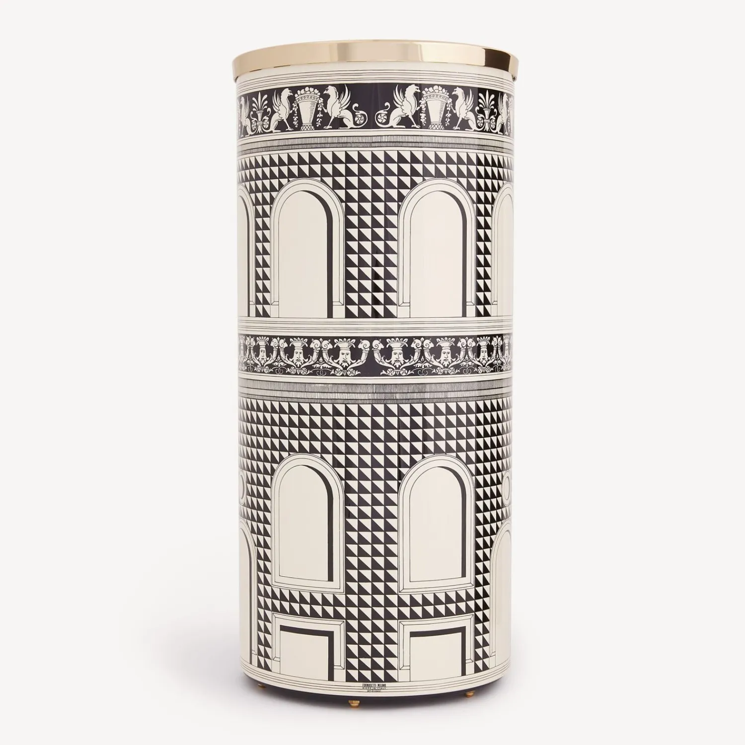 Umbrella Stands<Fornasetti Umbrella Stand Facciata Quattrocentesca Black/Ivory