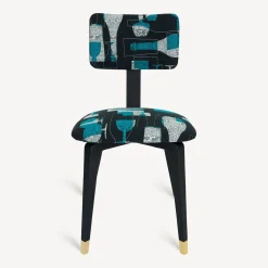 Chairs<Fornasetti Upholstered Chair Bottiglie Cocktail Black/White/Light Blue