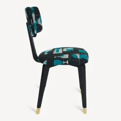 Chairs<Fornasetti Upholstered Chair Bottiglie Cocktail Black/White/Light Blue