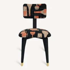 Chairs<Fornasetti Upholstered Chair Bottiglie Cocktail Black/White/Salmon