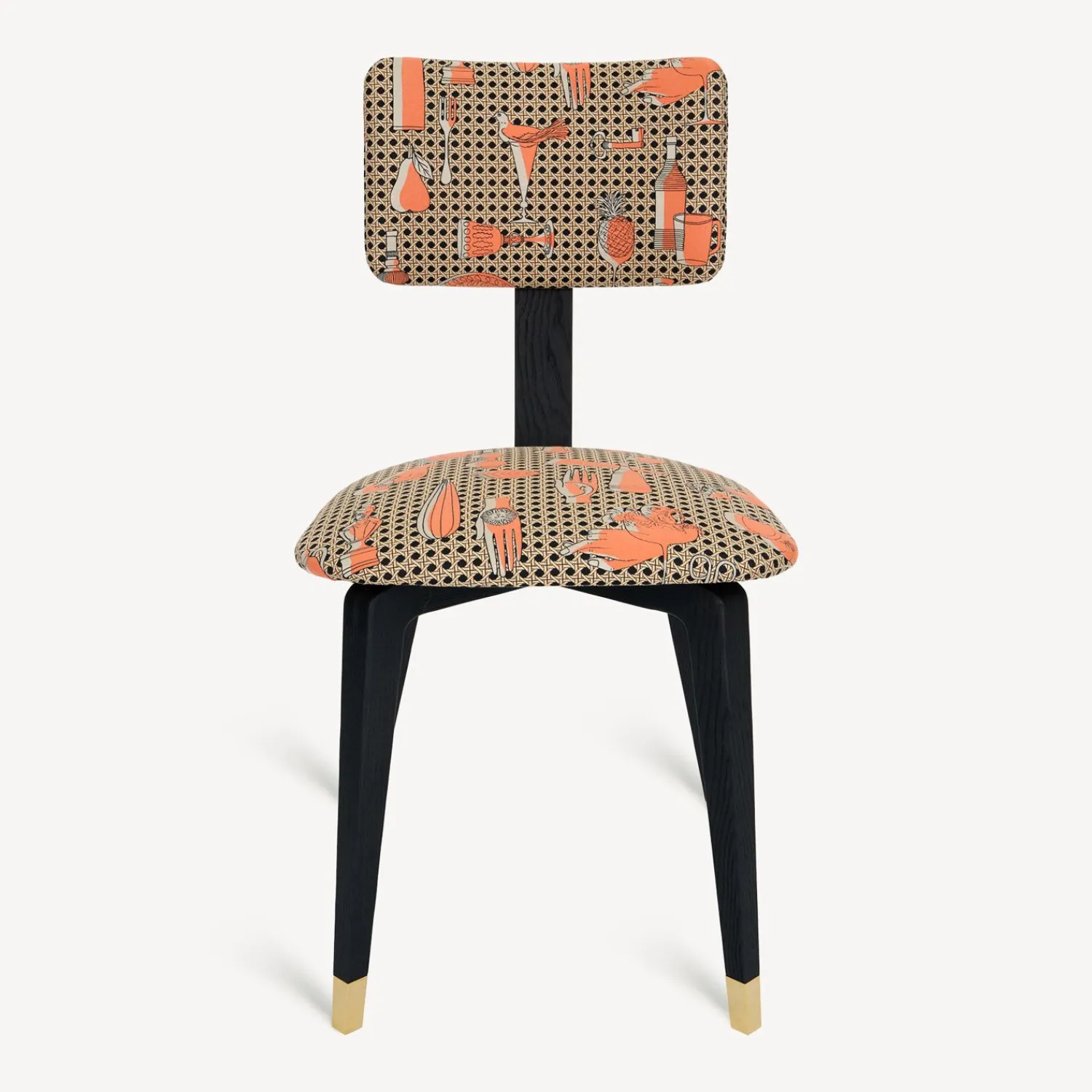 Chairs<Fornasetti Upholstered Chair Oggetti Su Cannete Black/White/Salmon