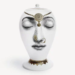 Vases<Fornasetti Vase Bollywood White/Black/Gold
