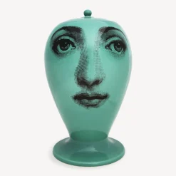 Vases<Fornasetti Vase Buongiorno/Buonanotte Green/Black