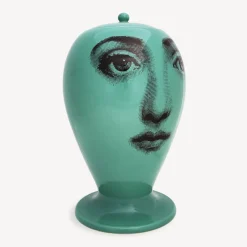Vases<Fornasetti Vase Buongiorno/Buonanotte Green/Black
