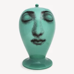 Vases<Fornasetti Vase Buongiorno/Buonanotte Green/Black