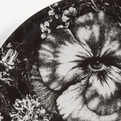 Flowers<Fornasetti Wall Plate Tema E Variazioni N.315 White/Black