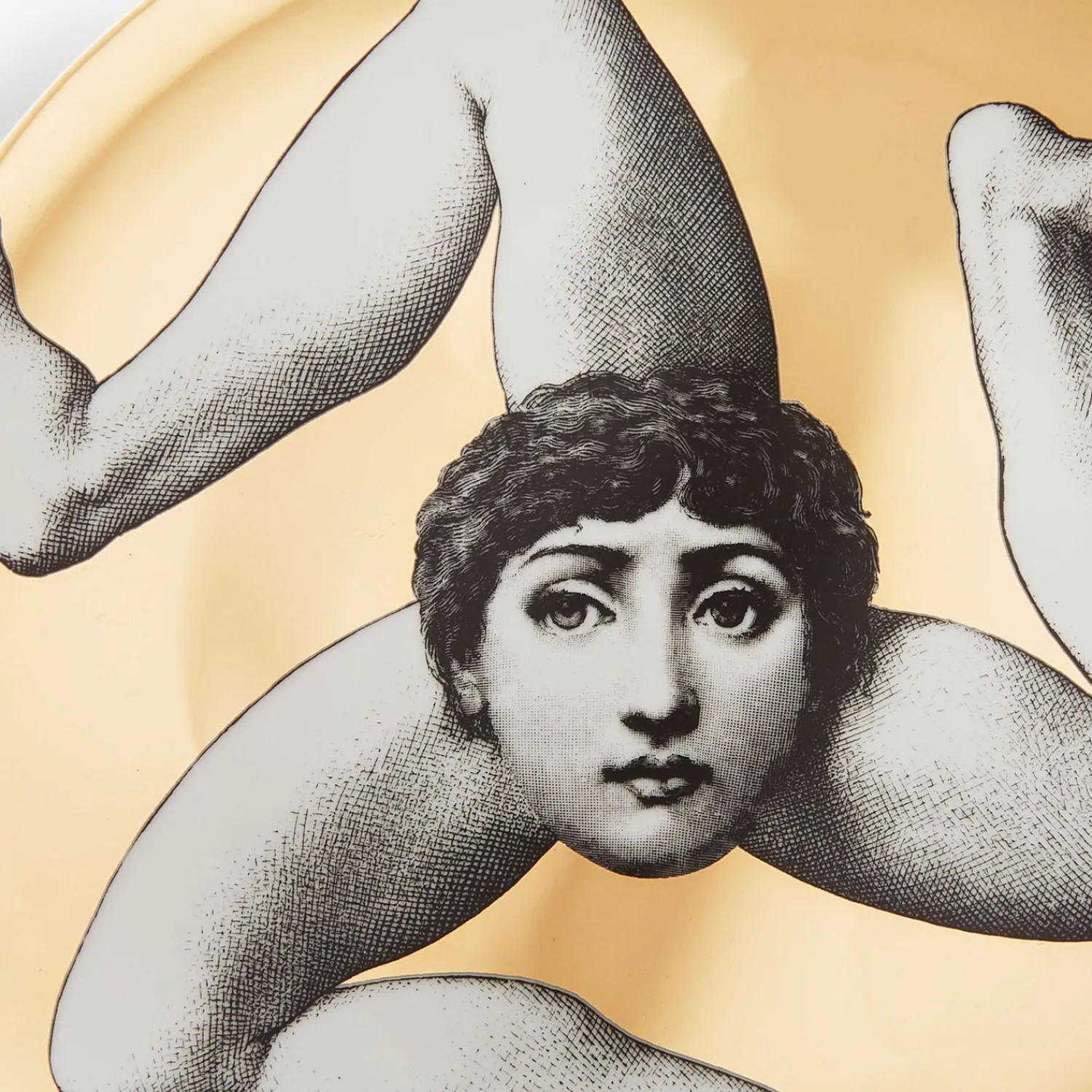 Antiquity<Fornasetti Wall Plate Tema E Variazioni N.186 White/Black/Gold