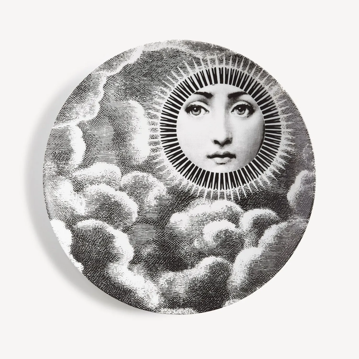 Soli<Fornasetti Wall Plate Tema E Variazioni N.101 White/Black