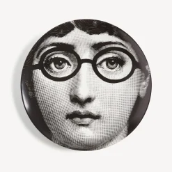 Occhi<Fornasetti Wall Plate Tema E Variazioni N.26 White/Black