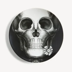 Flowers<Fornasetti Wall Plate Tema E Variazioni N.365 White/Black