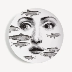 Animals<Fornasetti Wall Plate Tema E Variazioni N.392 White/Black