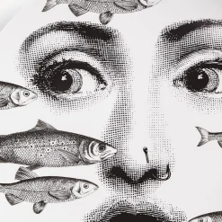 Animals<Fornasetti Wall Plate Tema E Variazioni N.392 White/Black